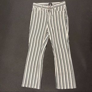 UO Kick Flare High Rise Cropped Striped Jeans